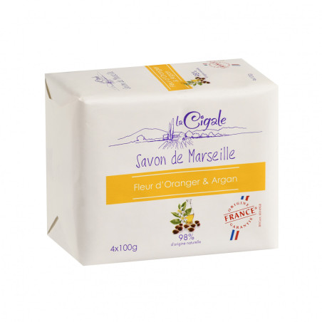 Savon de Marseille Fleur d’Oranger Argan 4x100g - LA CIGALE - CI664