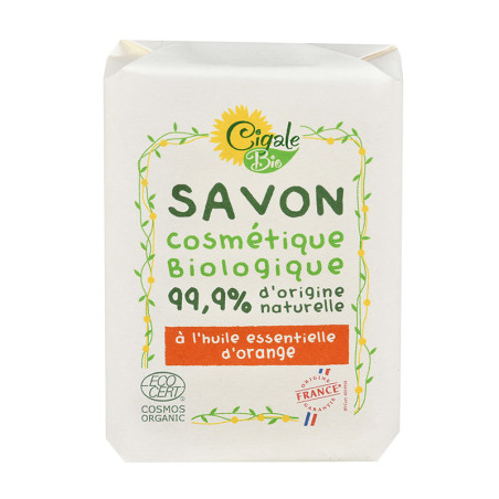 Savon cosmétique bio à l'Huile Essentielle d'Orange 100g - LA CIGALE - CI221