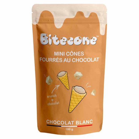 Mini Cônes Fourrés Chocolat Blanc 100g - BITECONE - BTC002