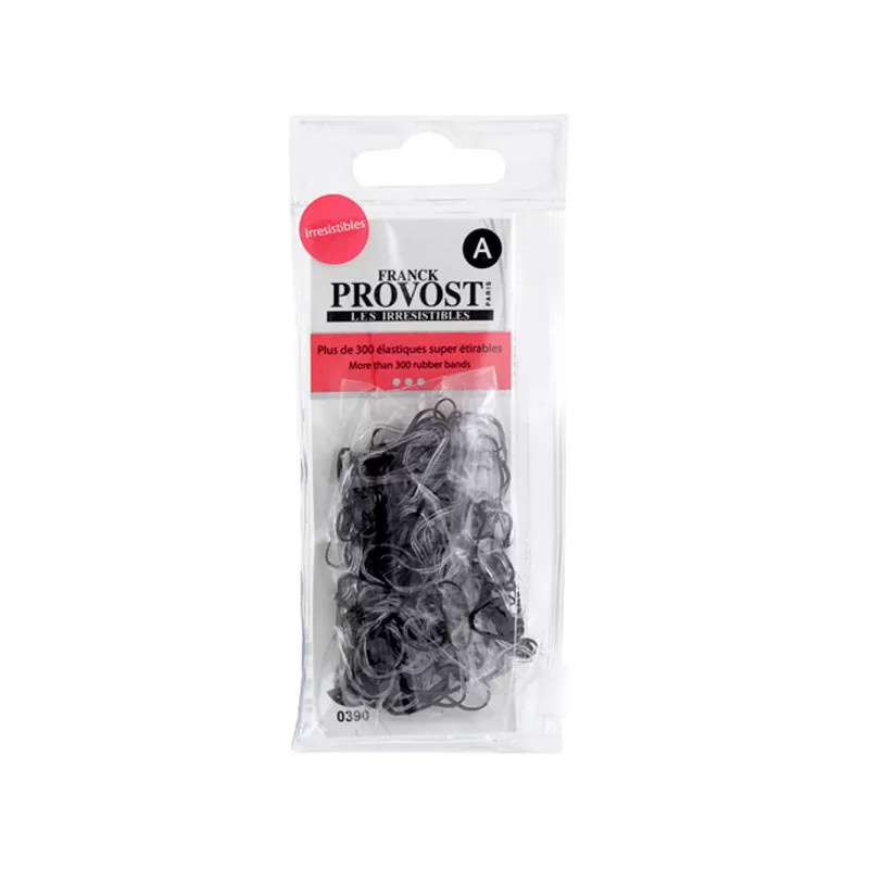 Sachet de 300 élastiques super étirables Noir/Transparent - FRANCK PROVOST - FRP0390