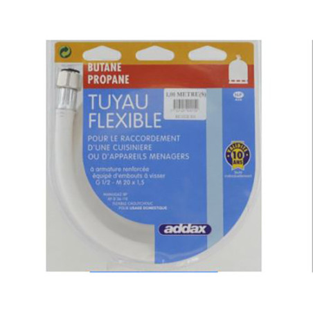 Tuyau fléxible pour le raccordement butane/propane Blanc - ADDAX - H2102E501
