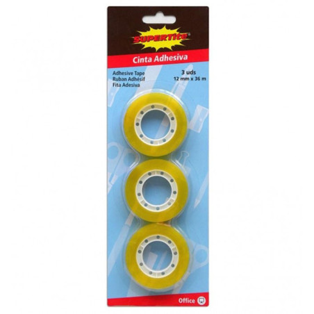 Ruban adhésif 3 pièces 12mmx36m Jaune caramel - SUPERTITE - SPT1450
