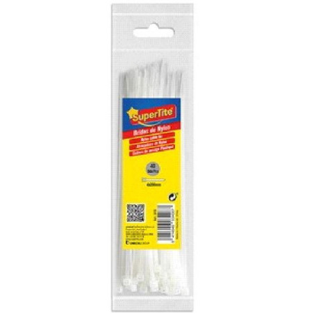 Brides Nylon Standard Polyamide 4x200mm 40 pièces Blanches - SUPERTITE - SPT693408