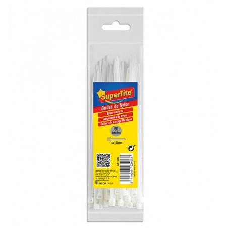 Colliers de serrage en plastique 50 pièces 4x150mm Blanc - SUPERTITE - SPT3406