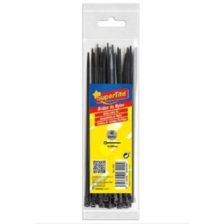 Brides Nylon Standard Polyamide 4x200mm 40 pièces Noires - SUPERTITE - SPT693409