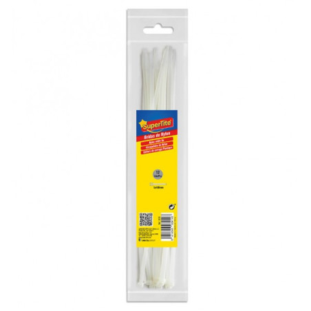 Colliers de serrage en plastique 12 pièces 5x400mm Blanc - SUPERTITE - SPT3414