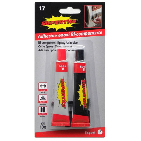 Colle Époxy Bi-Composant résine haute résistance 2x10g Transparent - SUPERTITE - SPT2517