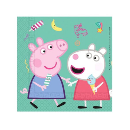 Lot de 20 serviettes en papier Peppa Pig 33x33 cm - PROCOS - PR91034