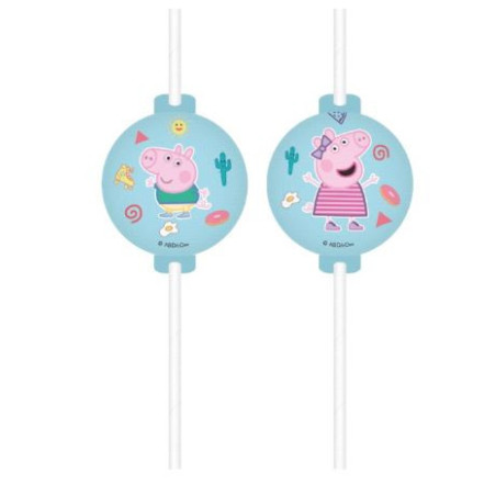 Lot de 4 pailles médaillon Peppa Pig - PROCOS - PR91881