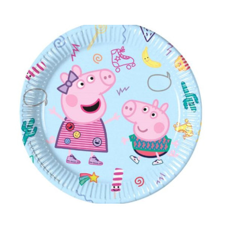 Set de 8 assiettes en carton Peppa Pig Ø23 cm - PROCOS - PR93436