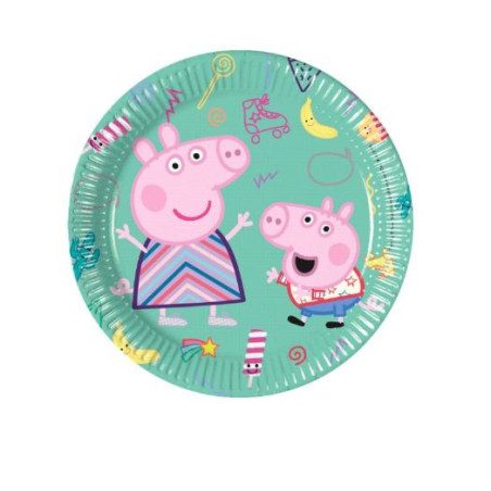 Set de 8 assiettes d'anniversaire en carton Peppa Pig Ø20 cm - PROCOS - PR93488