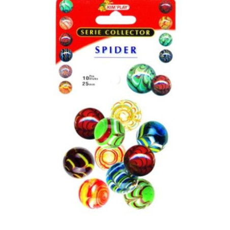 Filet de 10 billes en verre Spider 25mm KIM'PLAY - Dès 3 ans