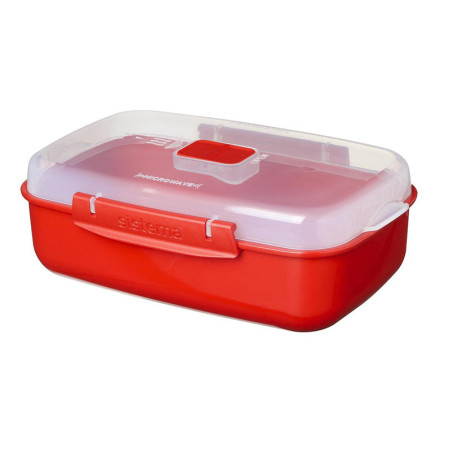 Récipient rectangulaire pour micro-ondes 1,25L Rouge - SISTEMA - SA1114
