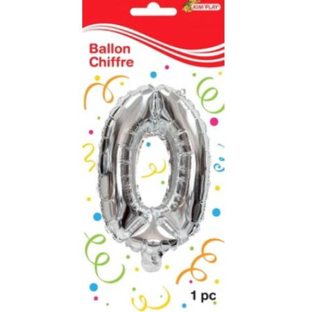 Ballon métal chiffre 0 Argenté - KIM'PLAY - KP44600