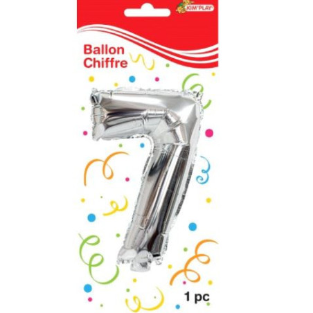 Ballon métal chiffre 7 Argenté - KIM'PLAY - KP44607