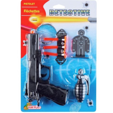 Panoplie Set Pistolet Détective avec Fléchettes et Grenade Plastique KIM'PLAY - Dès 3 ans