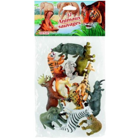 Figurines Animaux Sauvages Plastique 12 pièces KIM'PLAY - Dès 3 ans