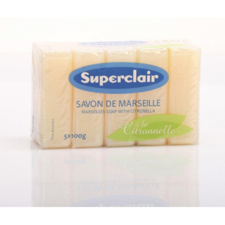 Savon de Marseille à la citronnelle 5x100g - SUPERCLAIR - SC173052