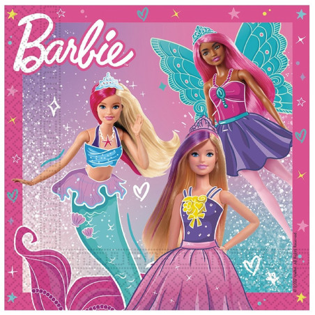 Lot de 20 serviettes en papier Barbie 33x33cm - PROCOS - PR94568