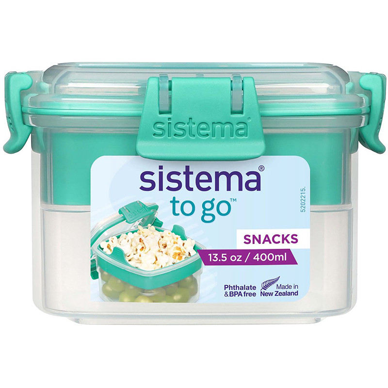 Boîte hermétique snack To Go avec séparateur 400mL Turquoise - SISTEMA - SA21320