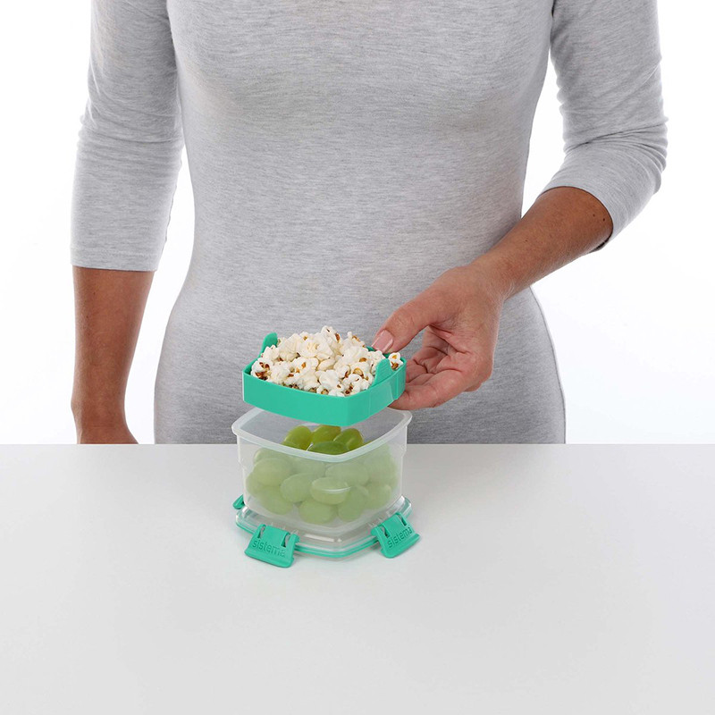 Boîte hermétique snack To Go avec séparateur 400mL Turquoise - SISTEMA - SA21320