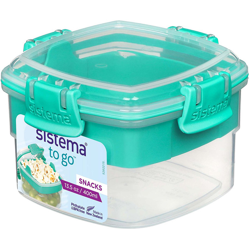 Boîte hermétique snack To Go avec séparateur 400mL Turquoise - SISTEMA - SA21320