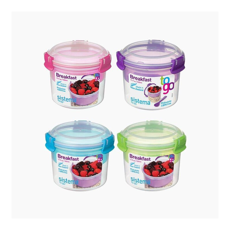 Boîte hermétique petit-déjeuner To Go avec clips colorés 530ml - SISTEMA - SA21355