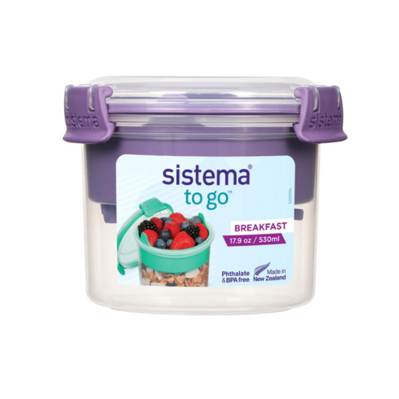 Boîte hermétique petit-déjeuner To Go avec clips colorés 530ml - SISTEMA - SA21355