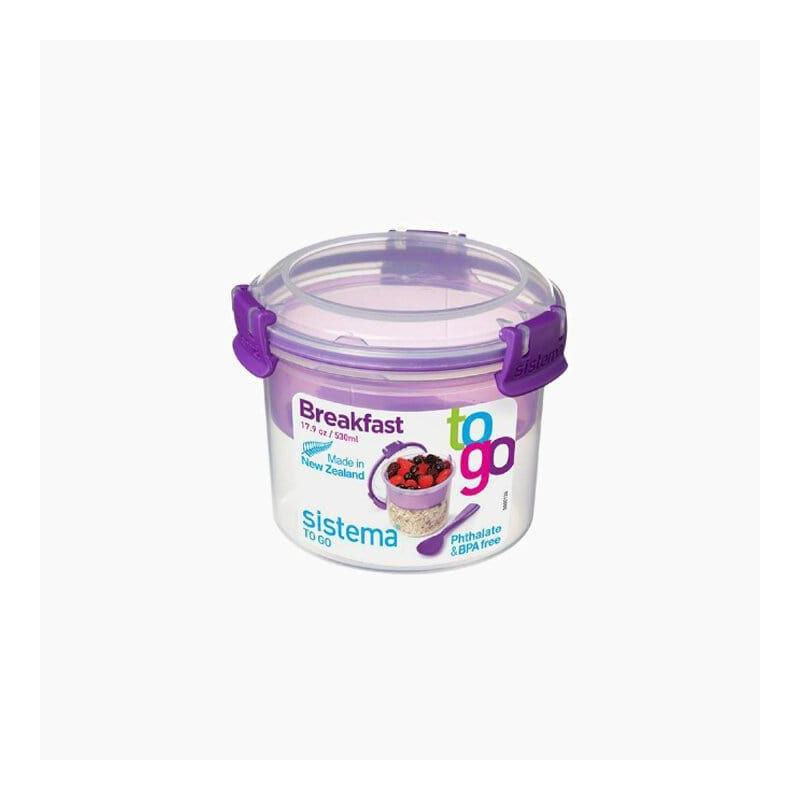 Boîte hermétique petit-déjeuner To Go avec clips colorés 530ml - SISTEMA - SA21355