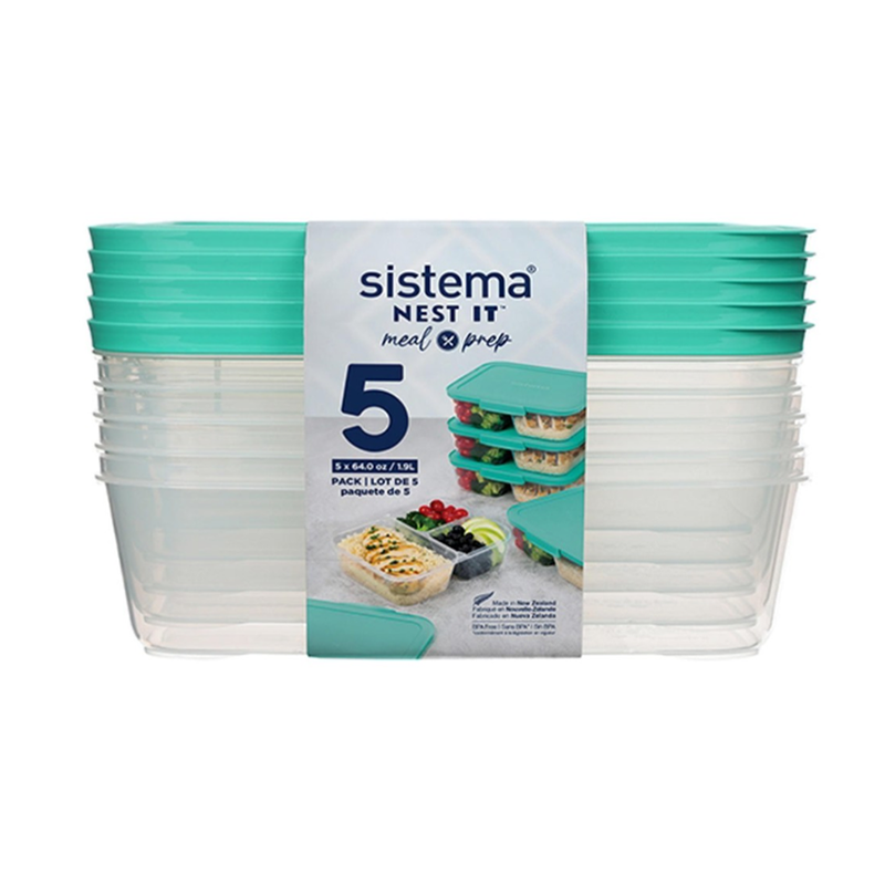 Set de 5 boîtes hermétiques Nest It 3 compartiments 1,9 L Vert - SISTEMA - SA59175