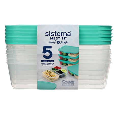 Set de 5 boîtes hermétiques Nest It 3 compartiments 1,9 L Vert - SISTEMA - SA59175