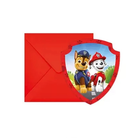 Lot de 6 cartes d'invitation + enveloppes Pat'Patrouille - PROCOS - PR95602