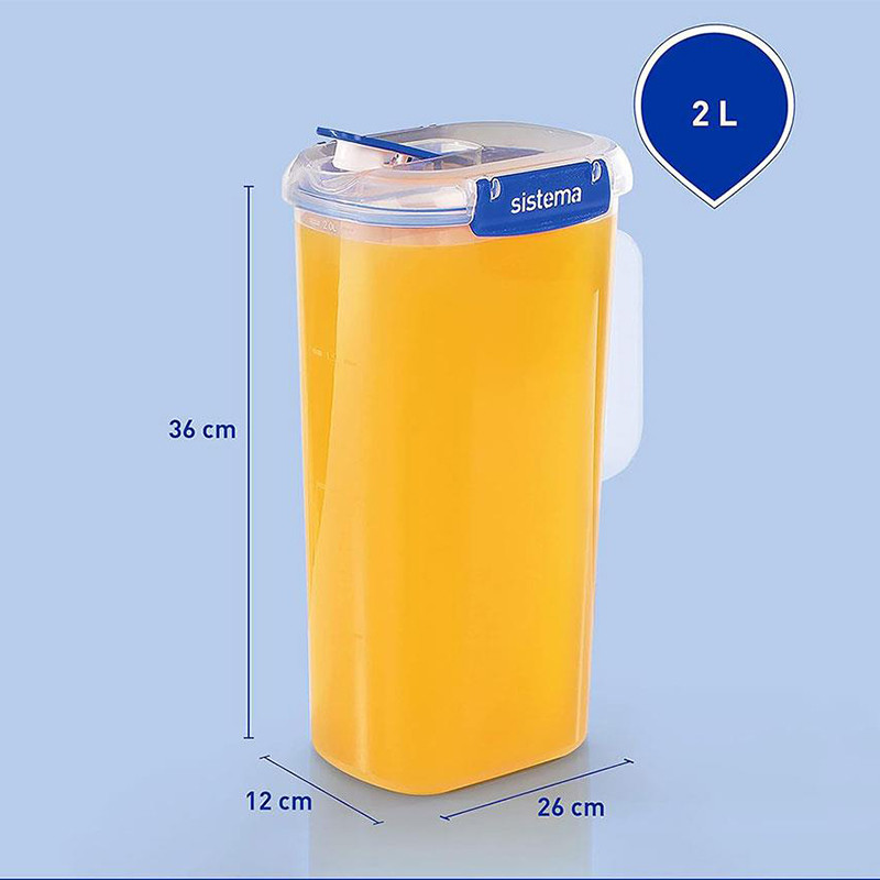 Pichet à jus en plastique Klip it Plus 2L Bleu - SISTEMA - SA881420