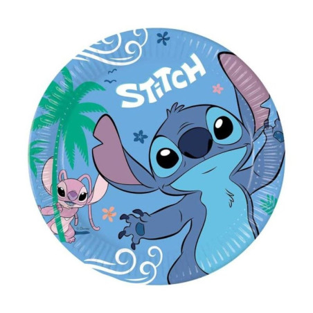 Lot de 8 assiettes en carton Disney Stitch D23cm Bleu - PROCOS - PR96794