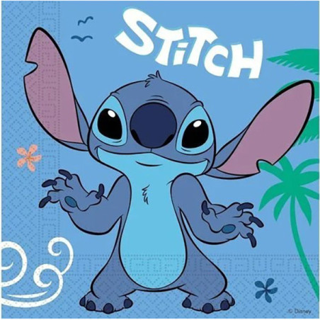 Lot de 20 serviettes en papier Disney Stitch 33x33cm - PROCOS - PR96796