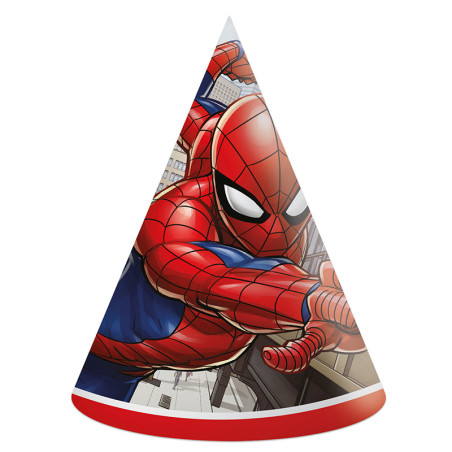 Lot de 6 chapeaux d'anniversaire en carton Spiderman - PROCOS - PR93952