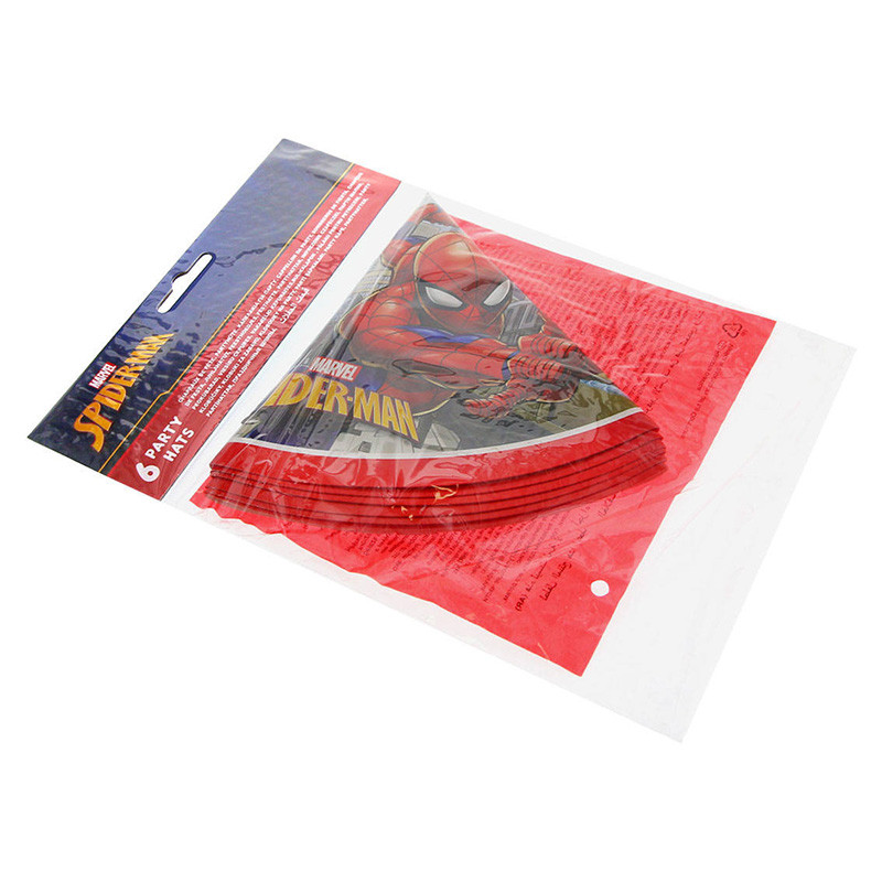 Lot de 6 chapeaux d'anniversaire en carton Spiderman - PROCOS - PR93952