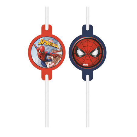 Lot de 4 pailles en papier Spiderman - PROCOS - PR93953