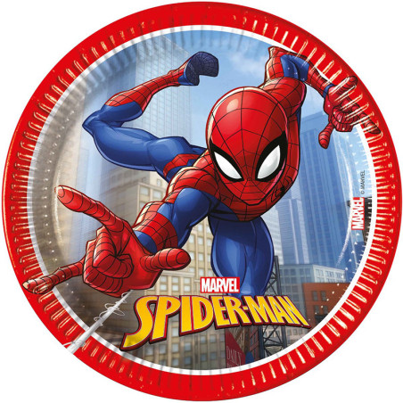 Lot de 8 assiettes en carton Spiderman Ø20cm - PROCOS - PR94054