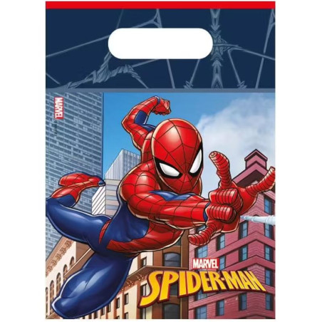 Lot de 6 pochettes d'anniversaire plastique Spiderman - PROCOS - PR94082