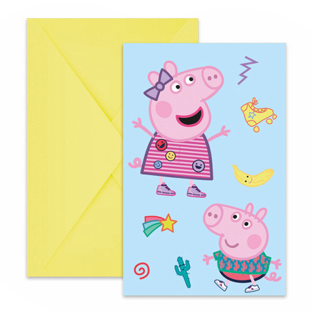 Lot de 6 cartes d'invitation avec enveloppes Peppa Pig - PROCOS - PR94113