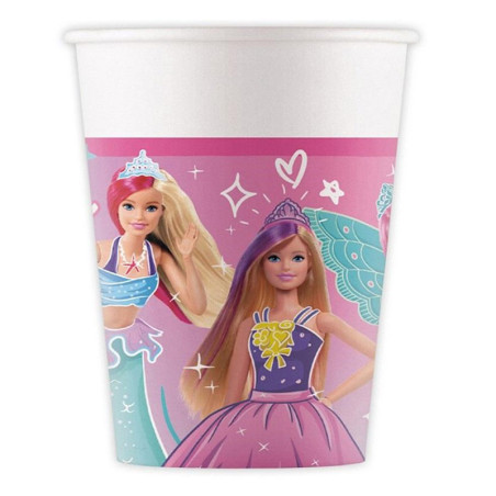 Lot de 8 gobelets en carton Barbie Fantasy 200mL - PROCOS - PR94567