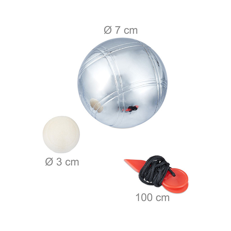 Set pétanque métal 6 boules Argenté/Noir KIM'PLAY - Dès 8 ans