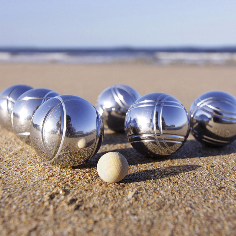 Set pétanque métal 6 boules Argenté/Noir KIM'PLAY - Dès 8 ans