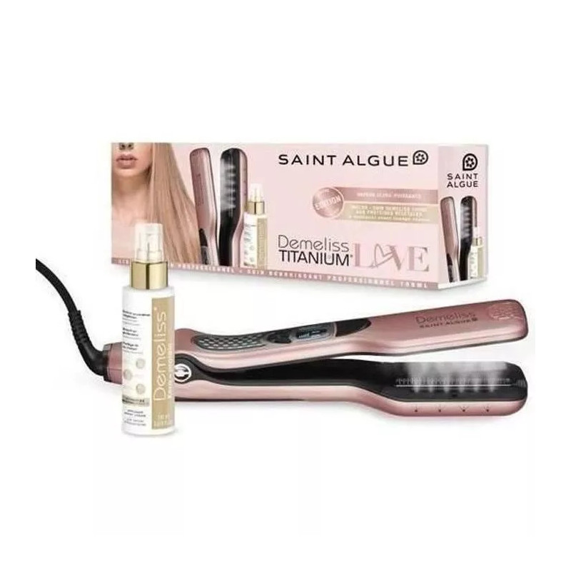 Coffret Lisseur vapeur Demeliss Titanium Love Edition Gold Rose + Soin nourrissant 100ml Kera-PROTEIN- SAINT ALGUE-STA3927