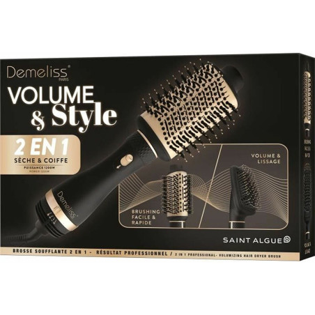 Brosse séchante et coiffante 2en1 Volume & Style Noir/Doré – SAINT ALGUE - STA20036