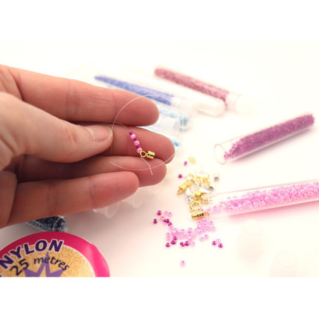 Blister de perles de rocailles avec 15 tubres et apprêts KIM'PLAY - Dès 3 ans