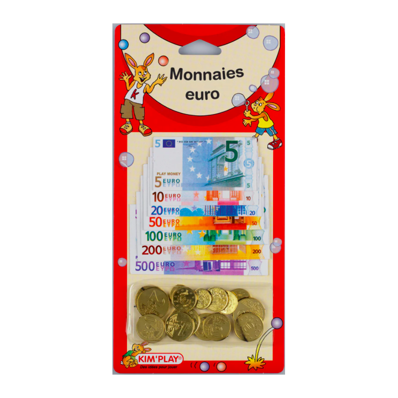 Blister de faux billets et pièces de monnaie en euros KIM'PLAY - Dès 3 ans