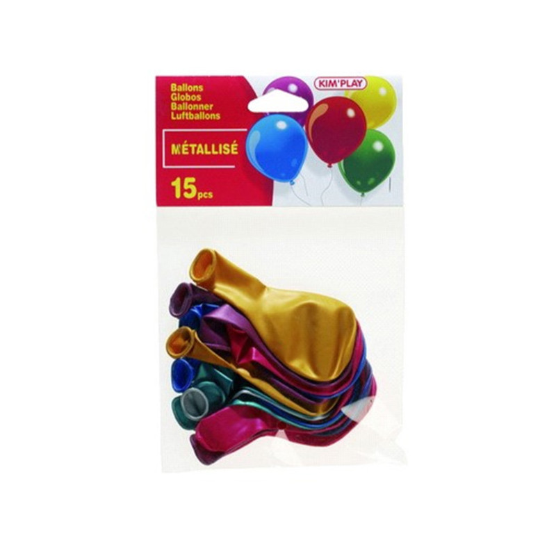 Sachet de 15 ballons de baudruche métallisés 25cm KIM'PLAY - Dès 3 ans