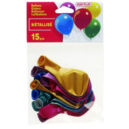 Sachet de 15 ballons de baudruche métallisés 25cm KIM'PLAY - Dès 3 ans